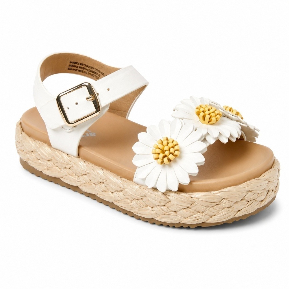 Big Girl Platform Sandals by Art Class Makayla Daisy White Size 1 New With Tags